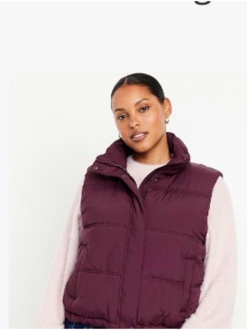 Old Navy Women's Quilted Puffer Vest in Burgundy